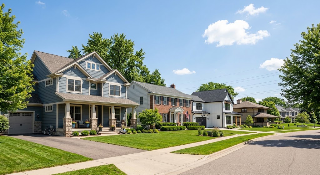 Craftsman-style home with a front porch and lawn